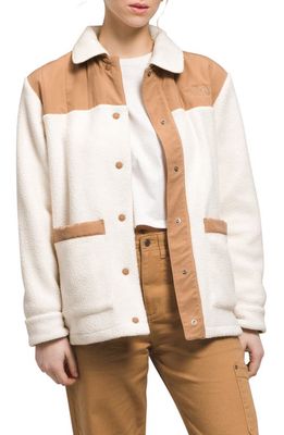 The North Face Cragmont Fleece Shacket in Gardenia White/Almond Butter