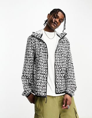 The North Face Cyclone zip-up all over print wind hoodie in black and white