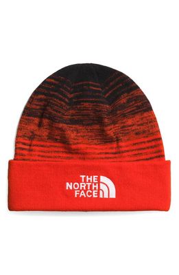 The North Face Dock Worker Recycled Beanie in Tnf Black/Fiery Red