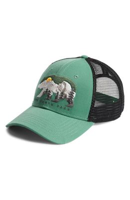 The North Face Embroidered Logo Mudder Recycled Trucker Hat in Deep Grass Green