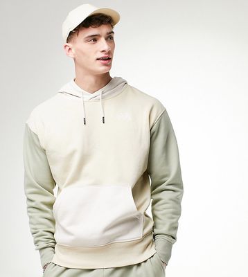The North Face Essential color block hoodie in green/beige - Exclusive to ASOS