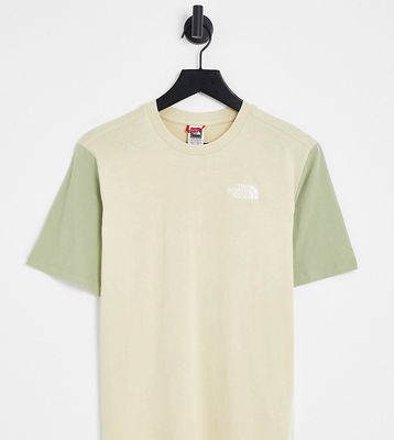 The North Face Essential Color block T-shirt in green/ beige Exclusive to ASOS
