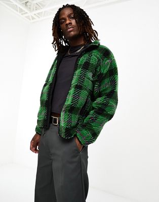 The North Face Extreme Pile full zip jacket in green plaid