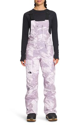 The North Face Freedom Waterproof Snow Bib Overalls in Lavender Fog Tonal Mntnscape