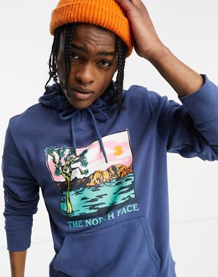 The North Face Graphic Injection chest print hoodie in navy