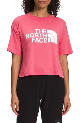 The North Face Half Dome Crop Graphic Tee in Cosmo Pink/Tnf White