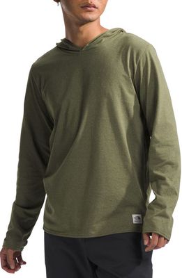 The North Face Heritage Patch Hoodie in Forest Olive Heather