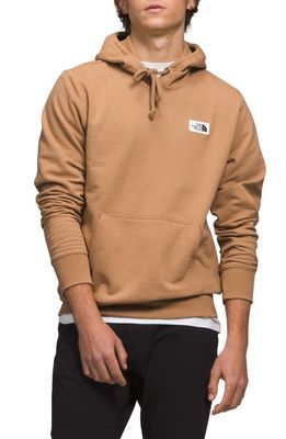 The North Face Heritage Patch Recycled Cotton Blend Hoodie in Almond Butter