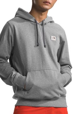 The North Face Heritage Patch Recycled Cotton Blend Hoodie in Tnf Medium Grey Heather/White