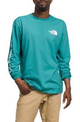 The North Face Hit Long Sleeve Graphic Tee in Apres Blue/Tnf White