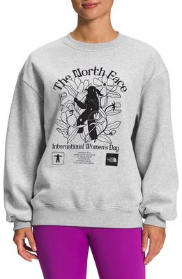 The North Face International Women's Day Oversize Crewneck Sweatshirt in Light Grey Heather