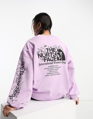 The North Face International Womens Day oversized back print sweatshirt in lilac-Purple