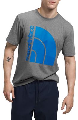 The North Face Jumbo Half Dome Logo Graphic T-Shirt in Tnf Grey Heather/Optic Blue