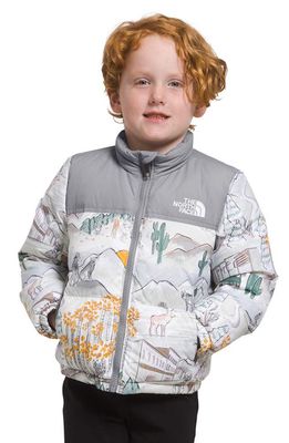 The North Face Kids' 1996 Retro Nuptse Packable 700 Fill Power Down Jacket in Tnf White Like A Wolf Print