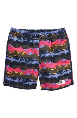 The North Face Kids' Amphibious Class Swim Trunks in Summit Navy Mountain Panorama