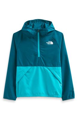 The North Face Kids' Amphibious Packable Windbreaker in Blue Coral Tagline Phantom