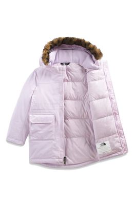 The North Face Kids' Arctic Waterproof 550-Fill Power Down Parka with Faux Fur Trim in Lavender Fog