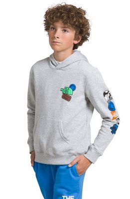 The North Face Kids' Camp Fleece Pullover Hoodie in Light Grey Heather/optic Blue