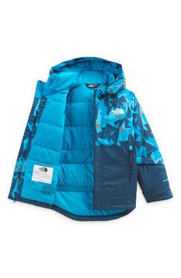 The North Face Kids' Freedom Insulated Waterproof Hooded Jacket in Acoustic Blue Camo Print