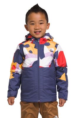 The North Face Kids' Freedom Insulated Waterproof Hooded Jacket in Cave Blue Collage Shapes Print