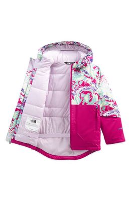 The North Face Kids' Freedom Insulated Waterproof Hooded Jacket in Purple Terrain Multi Print