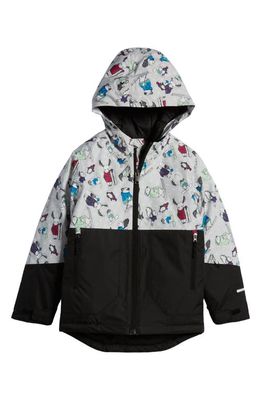The North Face Kids' Freedom Insulated Waterproof Hooded Jacket in Tin Grey Winter Critters Print