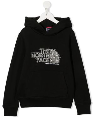 The North Face Kids logo-print cotton hoodie - Black