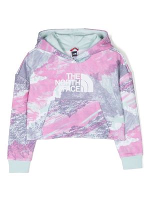 The North Face Kids logo-print cotton hoodie - Pink