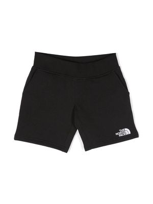 The North Face Kids logo-print cotton shorts - Black