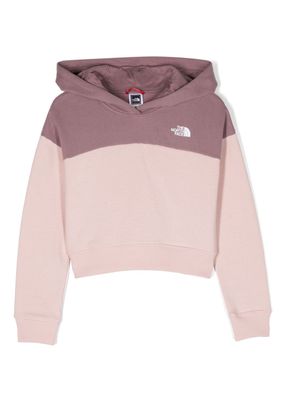 The North Face Kids logo-print two-tone cotton hoodie - Pink