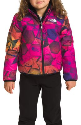The North Face Kids' Mossbud Reversible Water Repellent Faux Fur Jacket in Mr. Pink Pink Expedition Print