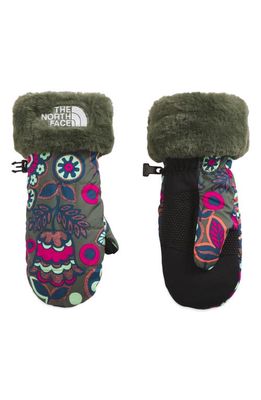 The North Face Kids' Mossbud Water Repellent Mittens in Thyme Tnf Forest Floral Print
