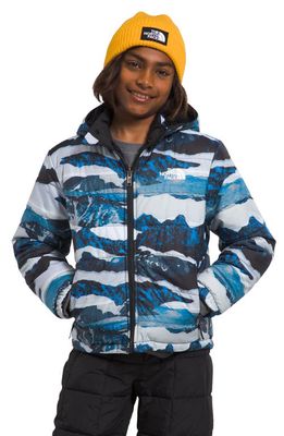 The North Face Kids' Mount Chimbo Water Repellent Reversible Hooded Jacket in Optic Blue Mountain
