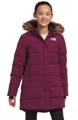 The North Face Kids' North 600-Fill Power Down Parka with Faux Fur Trim in Boysenberry