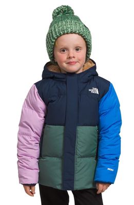 The North Face Kids' North Hooded Water Repellent 600 Fill Power Down Recycled Polyester Jacket in Summit Navy