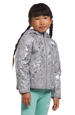 The North Face Kids' Shady Glade Reversible Water Repellent Hooded Jacket in Meld Grey Nature Metallic