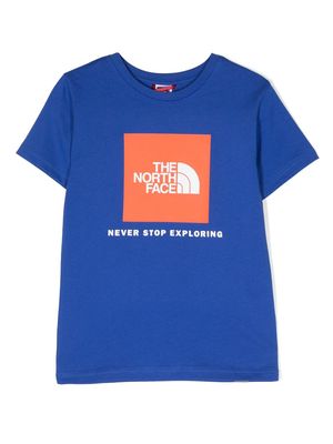 The North Face Kids slogan-print jersey cotton T-shirt - Blue