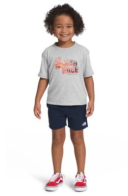 The North Face Kids' Summer Graphic Tee & Shorts in Grey Heather/Summit Navy