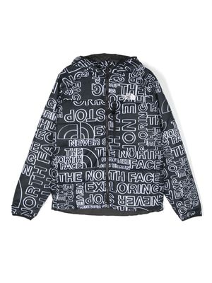 The North Face Kids text-print padded jacket - Black