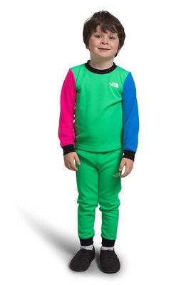 The North Face Kids' Waffle Knit Base Layer Recycled Polyester Top & Leggings Set in Chlorophyll Green