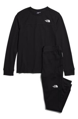 The North Face Kids' Waffle Knit Base Layer Top & Leggings Set in Tnf Black