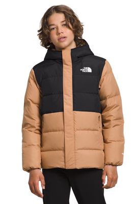 The North Face Kids' Water Repellent Fleece Lined Hooded Down Parka in Almond Butter