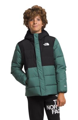 The North Face Kids' Water Repellent Fleece Lined Hooded Down Parka in Dark Sage