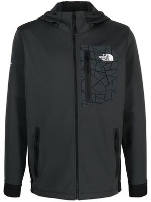 The North Face logo-print hooded bomber jacket - Grey