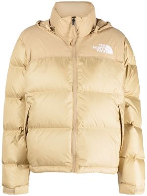 The North Face logo print padded down jacket - Neutrals