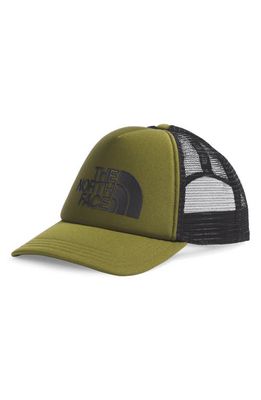 The North Face Logo Trucker Hat in Forest Olive/Tnf Black