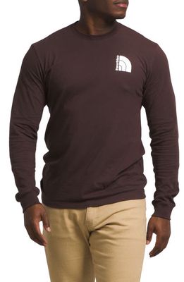 The North Face Long Sleeve Jumbo Half Dome Logo Graphic T-Shirt in Coal Brown/Tnf White