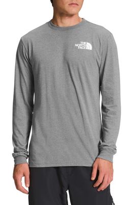 The North Face Long Sleeve NSE Box Logo Graphic Tee in Tnf Grey Heather/Tnf Black