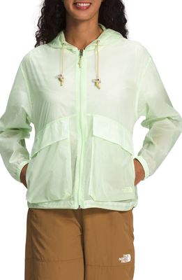 The North Face M66 Translucent Wind Resistant Hooded Jacket in Lime Cream