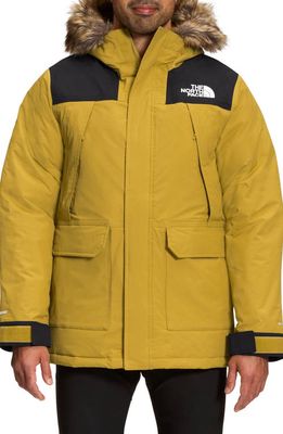 The North Face McMurdo Waterproof 550 Fill Power Down Parka with Faux Fur Trim in Mineral Gold/Black